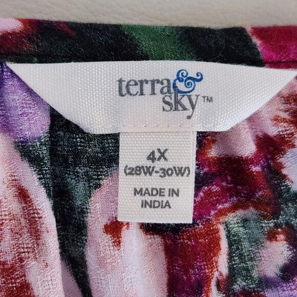 Terra & Sky Women Plus Size Top, Balloon Sleeve Slip on Flowy Top Size 4X Purple - Picture 5 of 7